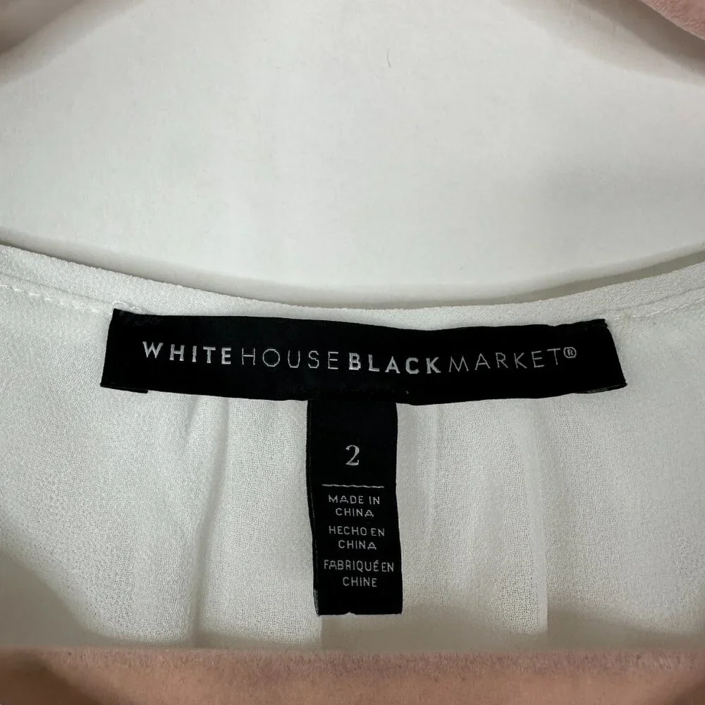 2/$30 White House Black Market Floral Print Long Sleeve Blouse w Keyhole #A0706 - Picture 6 of 9